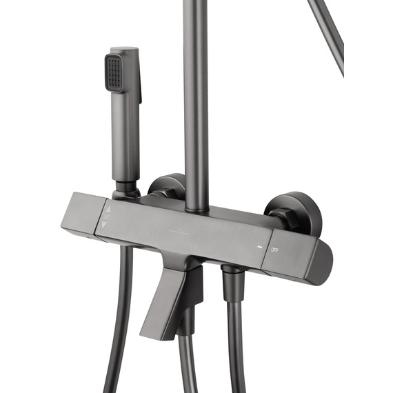 Душевая стойка с термостатом Wonzon & Woghand The one WW-B3094-BGG, тёмный графит брашированный - фото 7