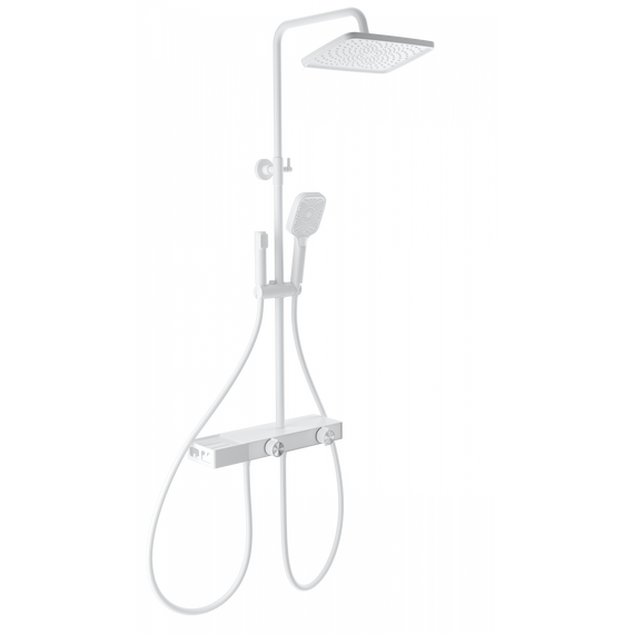 Душевая стойка с термостатом и гигиеническим душем Wonzon & Woghand Shelf WW-B4161-MW, белый матовый - фото 