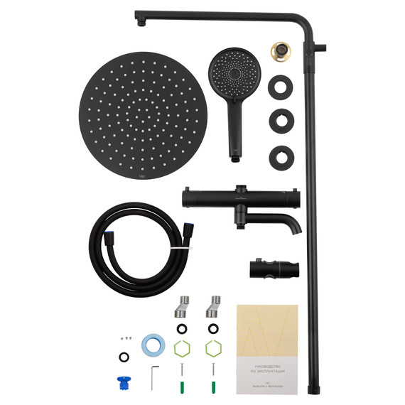 Душевая стойка с термостатом Wonzon & Woghand Stick WW-88739903-MB, чёрный матовый - фото 7