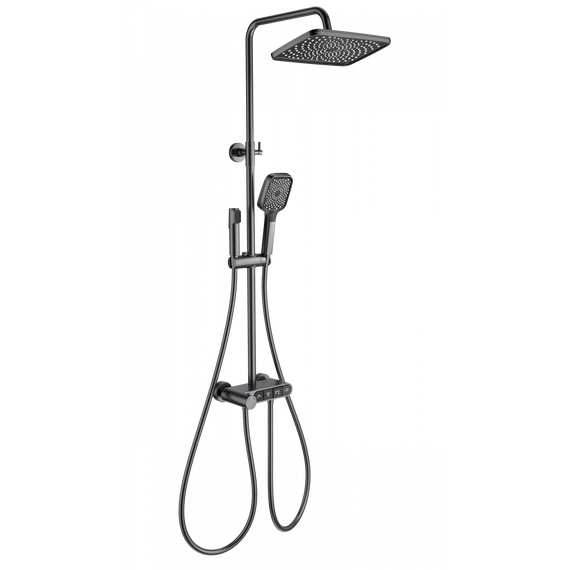 Душевая стойка с термостатом Wonzon & Woghand Muse WW-B3112-BGG, тёмный графит брашированный - фото 