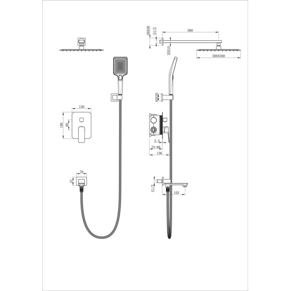 Душевая система для ванны Wonzon & Woghand Diamond WW-88939011-BN, никель брашированный - фото 2