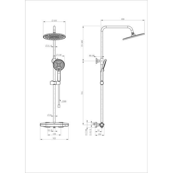 Душевая стойка с термостатом Wonzon & Woghand Neo WW-B3045-A-CR - фото 2
