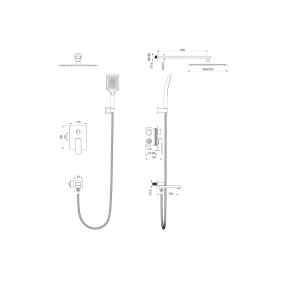 Душевая система для ванны Wonzon & Woghand Edge WW-88939003-BG, золото брашированное - фото 2