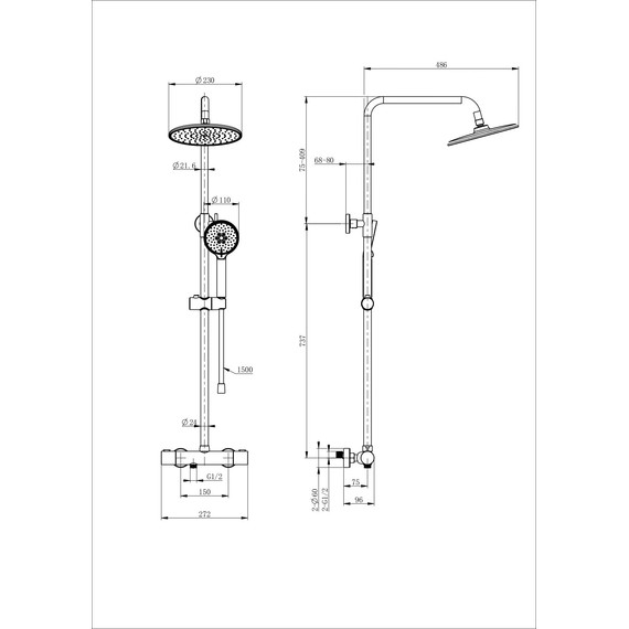 Душевая стойка с термостатом Wonzon & Woghand Inn WW-B3047-A-CR - фото 2
