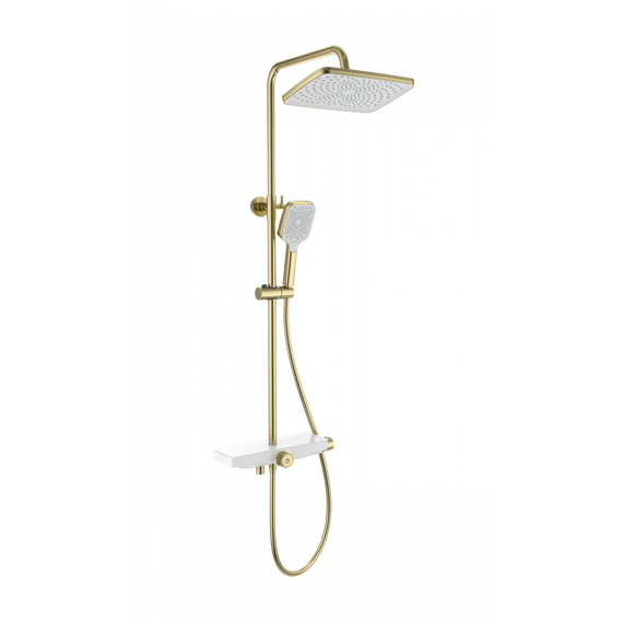 Душевая стойка с термостатом Wonzon & Woghand ThermoKlick WW-B3098-A-BG, золото брашированное - фото 