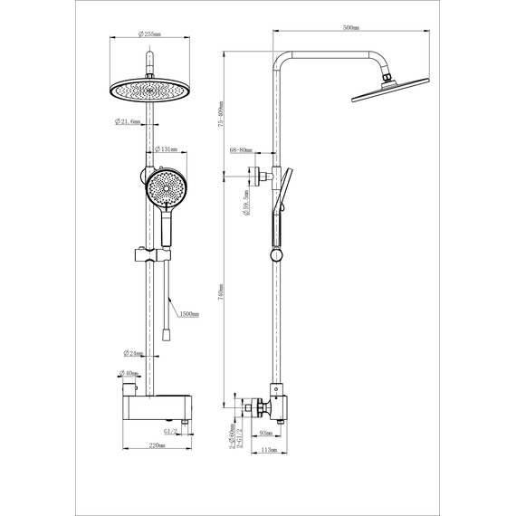 Душевая стойка с термостатом Wonzon & Woghand Muse WW-B3110-CR - фото 2