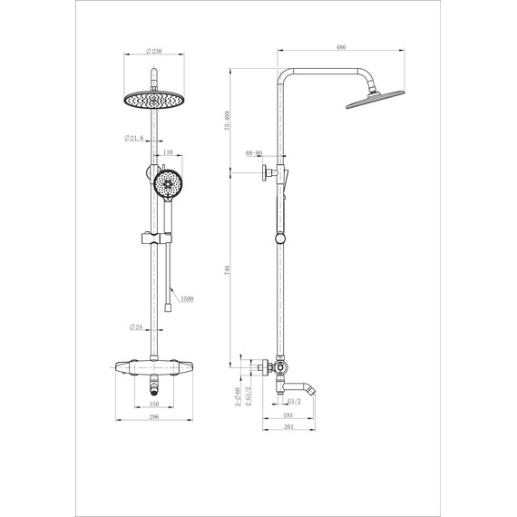 Душевая стойка с термостатом Wonzon & Woghand Capsule WW-B3031-A3-CR - фото 2