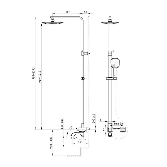 Душевая стойка Wonzon & Woghand Triumph WW-563601-CR - фото 2