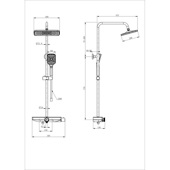 Душевая стойка с термостатом Wonzon & Woghand ThermoKlick WW-B3098-A-MW, белый матовый - фото 2