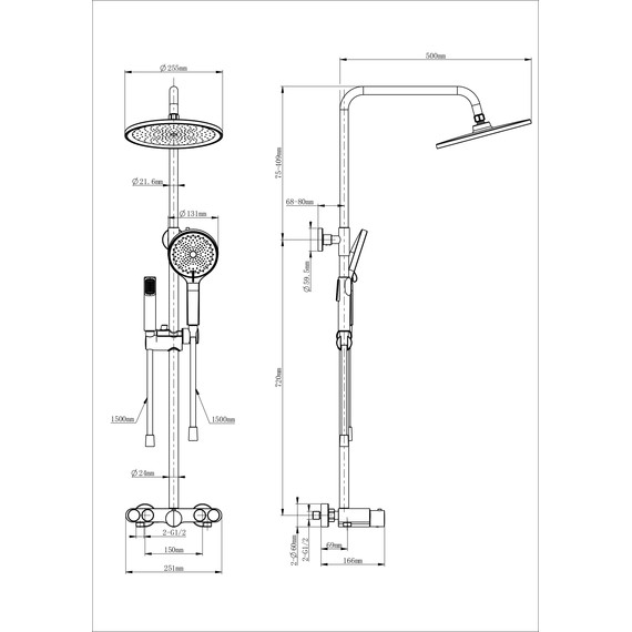 Душевая стойка с термостатом Wonzon & Woghand Muse WW-B4113-CR - фото 2