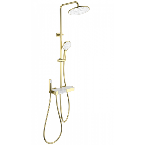 Душевая стойка с термостатом Wonzon & Woghand Muse WW-B3580-BG, золото брашированное - фото 