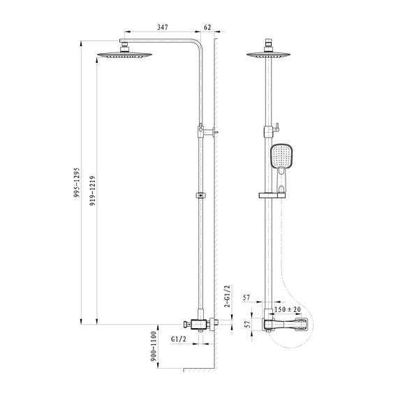 Душевая стойка Wonzon & Woghand Triumph WW-564601-CR - фото 2
