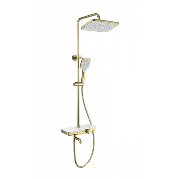 Душевая стойка с термостатом Wonzon & Woghand WW-B3099-A-BG, золото брашированное - фото 