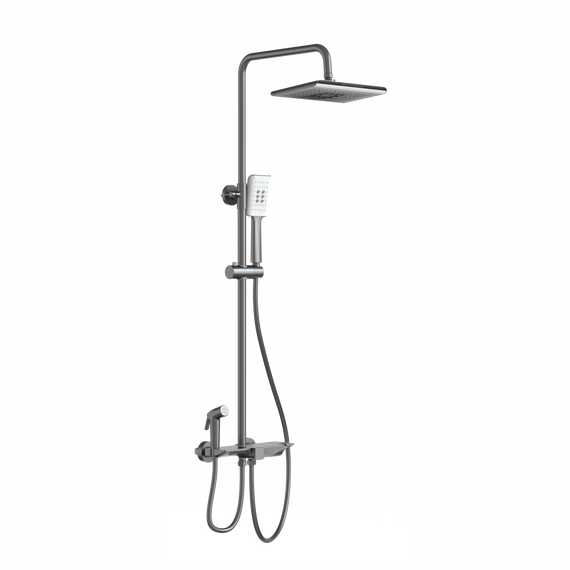 Душевая стойка с термостатом Wonzon & Woghand WW-B3310-BGG, тёмный графит брашированный - фото 
