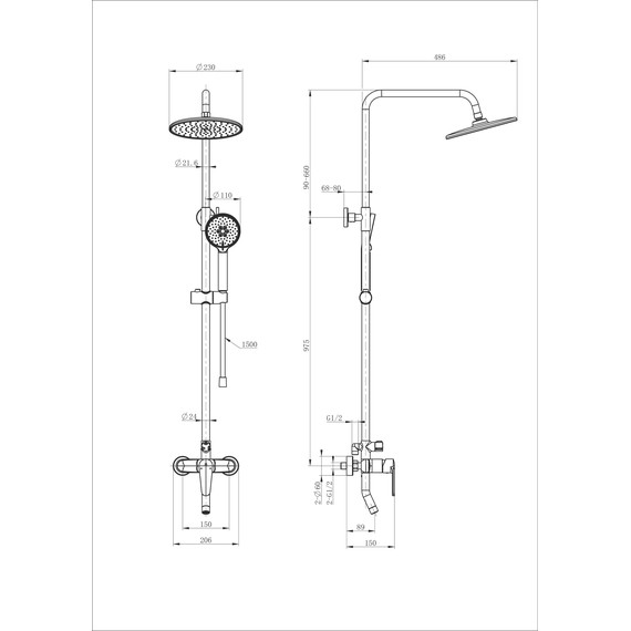 Душевая стойка Wonzon & Woghand WW-B2168-A-MW, белый матовый - фото 2