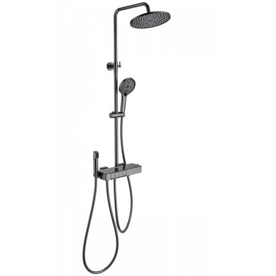 Душевая стойка с термостатом Wonzon & Woghand Muse WW-B3580-BGG, тёмный графит брашированный - фото 