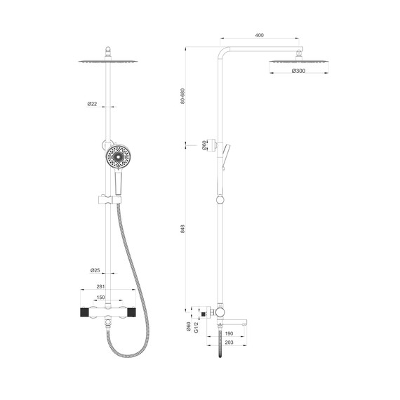 Душевая стойка с термостатом Wonzon & Woghand WW-88739902-CR - фото 2