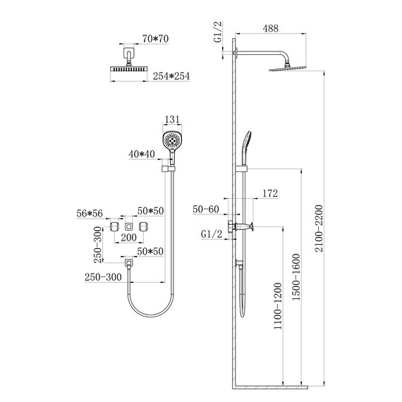Душевая система для душа Wonzon & Woghand Shakespeare WW-654701-DG, золото глянцевое - фото 2