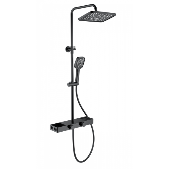 Душевая стойка с термостатом Wonzon & Woghand Shelf WW-B3552-MB, чёрный матовый - фото 2