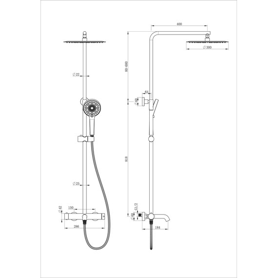 Душевая стойка Wonzon & Woghand Stick WW-88739017-BG, золото брашированное - фото 8