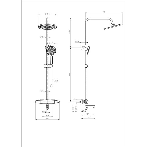 Душевая стойка с термостатом Wonzon & Woghand Neo WW-B3035-A2-CR - фото 2