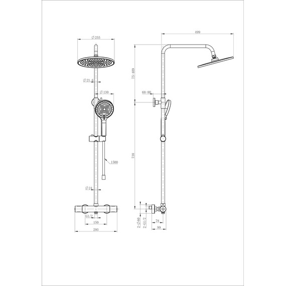 Душевая стойка с термостатом Wonzon & Woghand Inn WW-B3013-T1-CR - фото 2