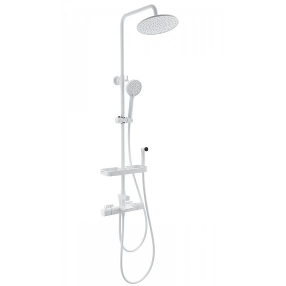 Душевая стойка с термостатом и гигиеническим душем Wonzon & Woghand Plate WW-C3017-A1-MW, белый матовый - фото 