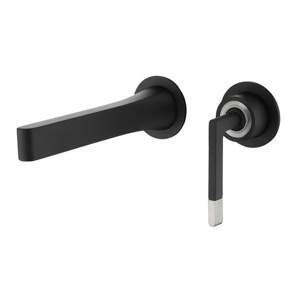 Смеситель для раковины настенный Boheme Duo 165-B (со скрытой частью) чёрный - фото 