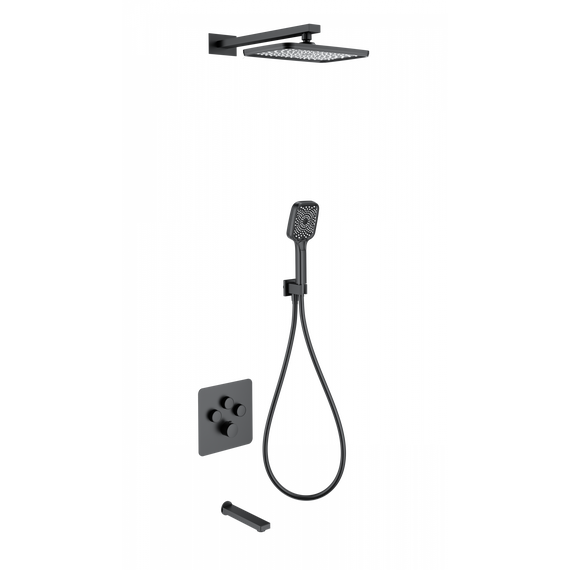 Душевая система для ванны с термостатом Wonzon & Woghand WW-B4005-MB, чёрный матовый - фото 