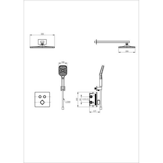 Душевая система для душа с термостатом Wonzon & Woghand WW-D2017-B-MW, белый матовый - фото 2