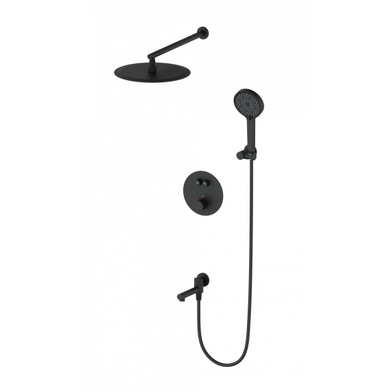 Душевая система для ванны с термостатом Wonzon & Woghand Stick WW-88929010-MB, чёрный матовый - фото 