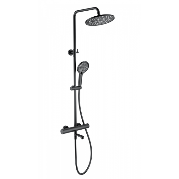 Душевая стойка с термостатом Wonzon & Woghand WW-B3069-MB, чёрный матовый - фото 