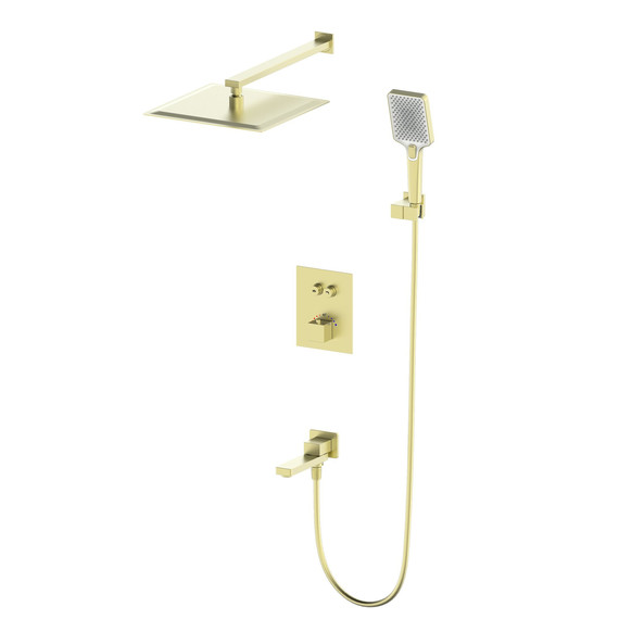 Душевая система для ванны с термостатом Wonzon & Woghand WW-88929003-BG, золото брашированное - фото 
