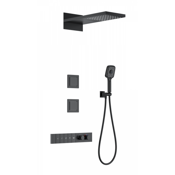 Душевая система для душа с термостатом Wonzon & Woghand WW-D4538-A-MB, чёрный матовый - фото 