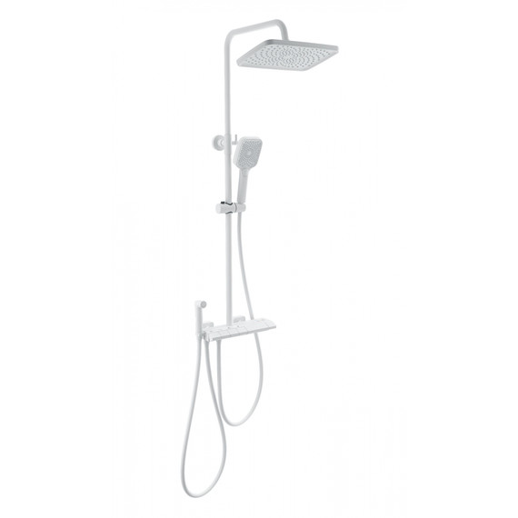 Душевая стойка с термостатом и гигиеническим душем Wonzon & Woghand Muse WW-B4132-A-MW, белый матовый - фото 