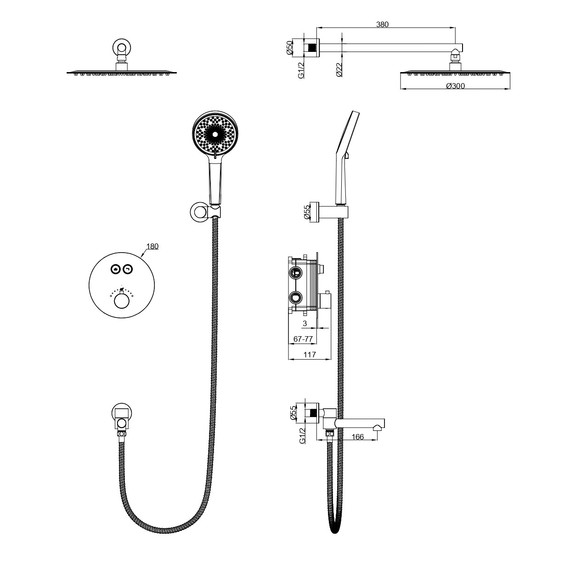 Душевая система для ванны Wonzon & Woghand Stick WW-88929010-RG, розовое золото - фото 2
