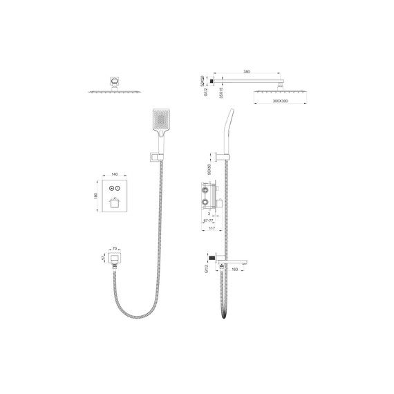 Душевая система для ванны с термостатом Wonzon & Woghand WW-88929003-CR - фото 2