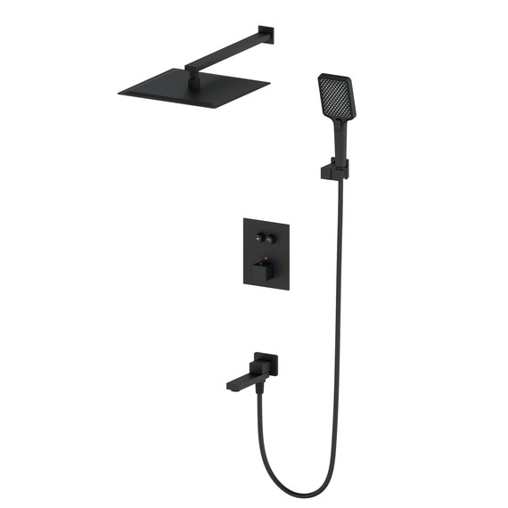 Душевая система для ванны с термостатом Wonzon & Woghand WW-88929003-MB, чёрный матовый - фото 