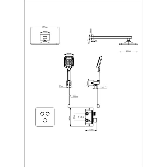 Душевая система для душа с термостатом Wonzon & Woghand WW-B4003-BG, золото брашированное - фото 2