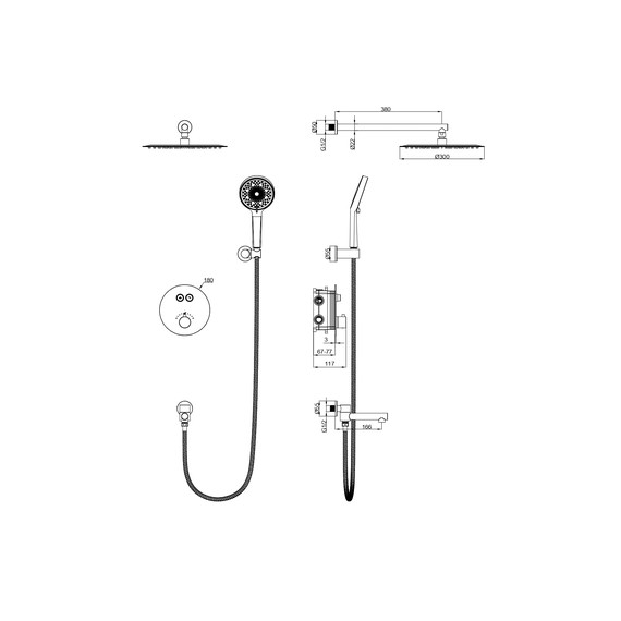 Душевая система для ванны с термостатом Wonzon & Woghand Stick WW-88929010-BG, золото брашированное - фото 2