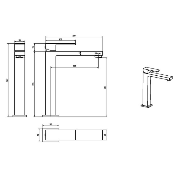 Смеситель для раковины высокий Boheme Qubic 472-BRB, брашированная бронза - фото 6