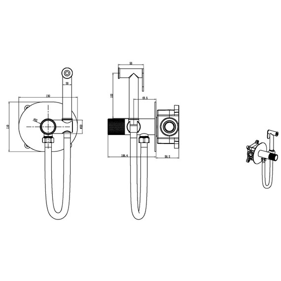 Набор для гигиенического душа Boheme Tech 157-BRB (со скрытой частью) брашированная бронза - фото 2