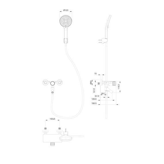 Смесители для ванны Wonzon & Woghand Click WW-FE05L221-MB, чёрный - фото 8