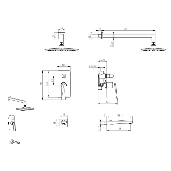 Душевая система для душа Boheme Venturo 374-SGM-2 (со скрытой частью) графит глянец - фото 2