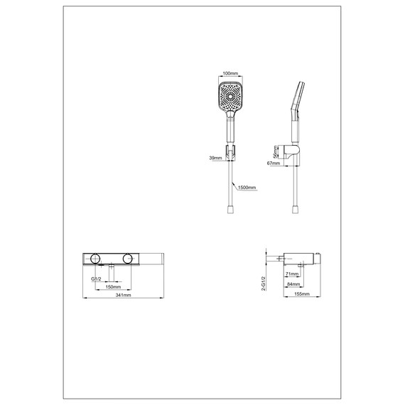 Смесители для ванны Wonzon & Woghand Shelf WW-B2551-BGG, тёмный графит - фото 2