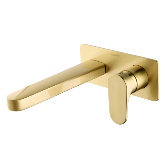 Смеситель для раковины настенный Boheme Spectre 455-MG (со скрытой частью) золото матовое - фото 