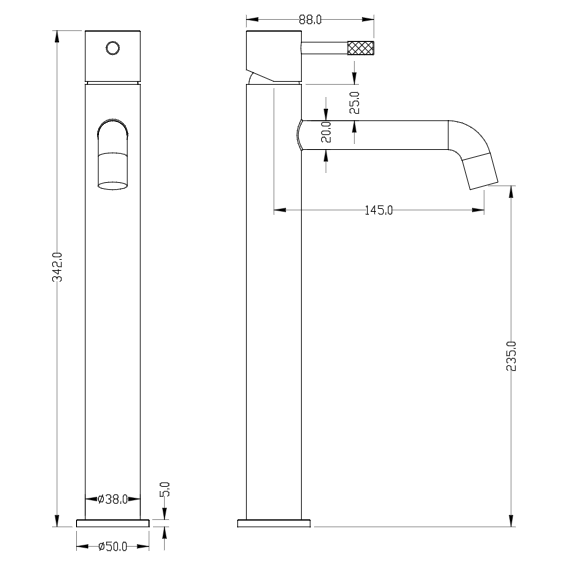 Смеситель для раковины высокий Boheme Uno 462-BRB, брашированная бронза - фото 6