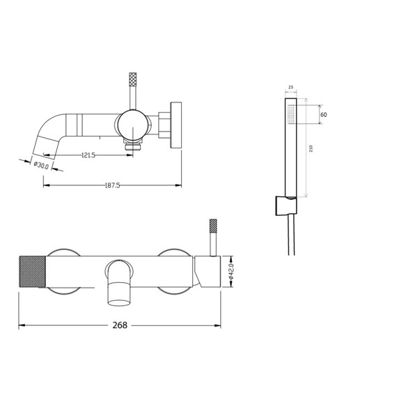 Смеситель для ванны Boheme Uno 463-CB, брашированная медь - фото 2