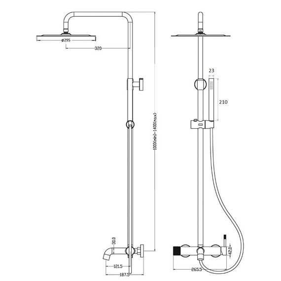 Душевая стойка Boheme Uno 468-BRB, брашированная бронза - фото 2