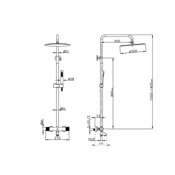 Душевая стойка с термостатом Boheme Uno 468-T-BRB, брашированная бронза - фото 2